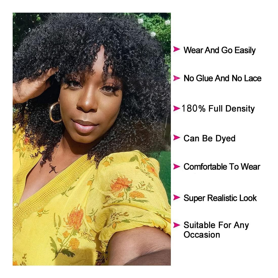 Afro Short wig for Black Women Machine Made Wig Human Hair Glueless Wig