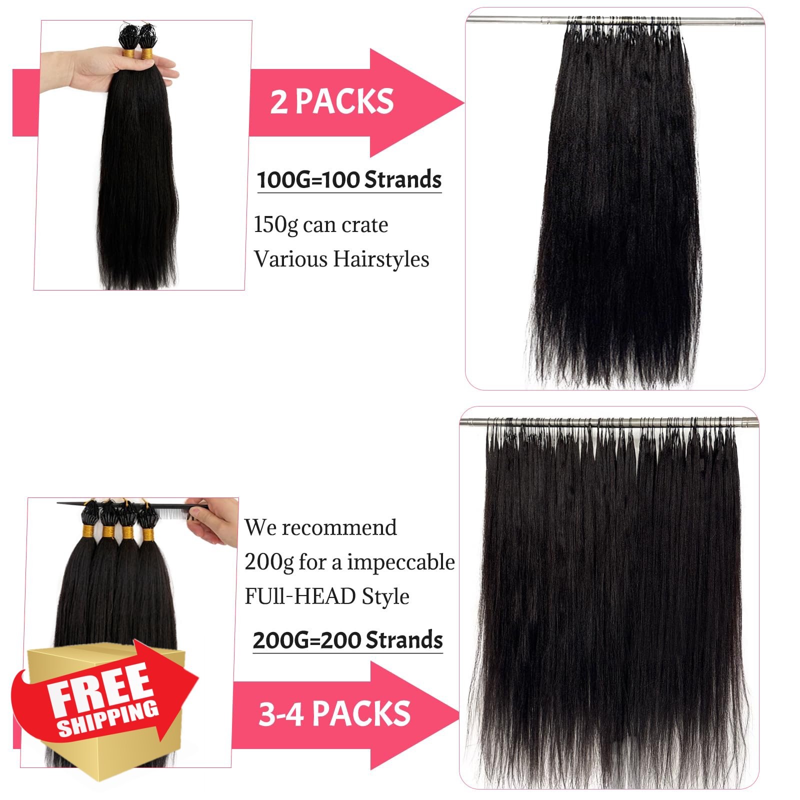 Smartinnov Yaki Straight Crochet Hair 16 Inch #1B