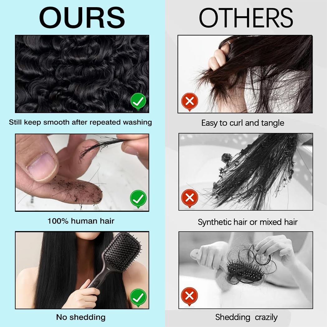 Younsolo Burmese Curly 4 Bundles Human Hair 16 18 20 22 Inch 12A Virgin Water