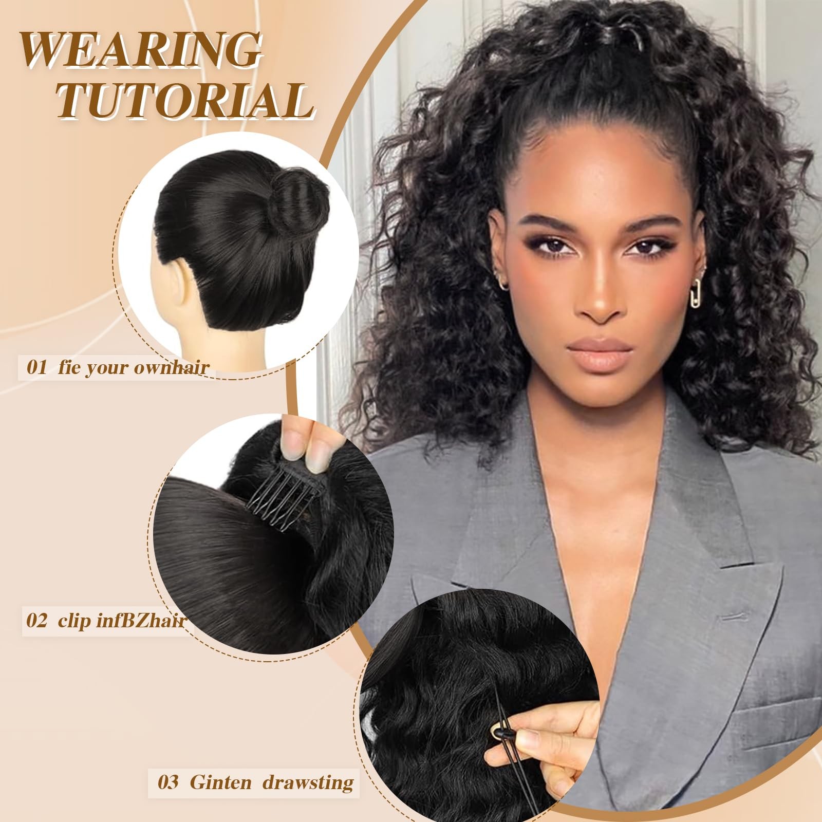 Drawstring Ponytail Extension 18inch 125g Natural Black – Easy to Wear