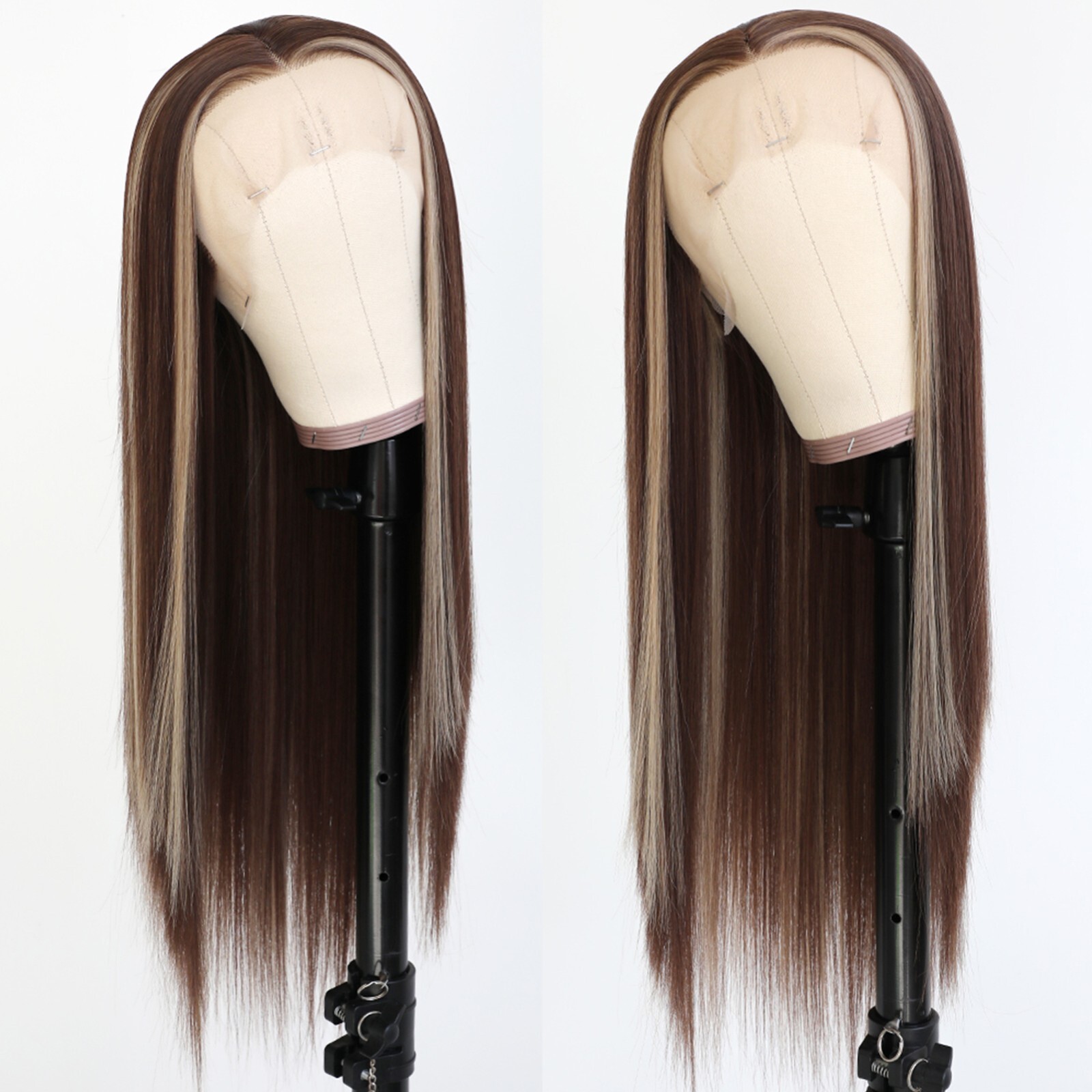 Highlights Hair Wig Long Straight Heat Resistant Synthetic Lace Front Wigs Women