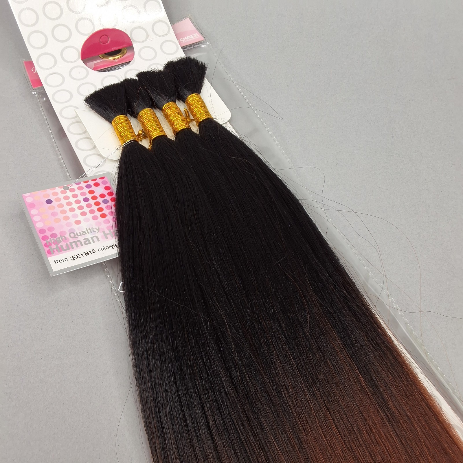 18” Yaki Bulk #T1B/33 Black Root Auburn Straight Micro Braiding Blend Hair