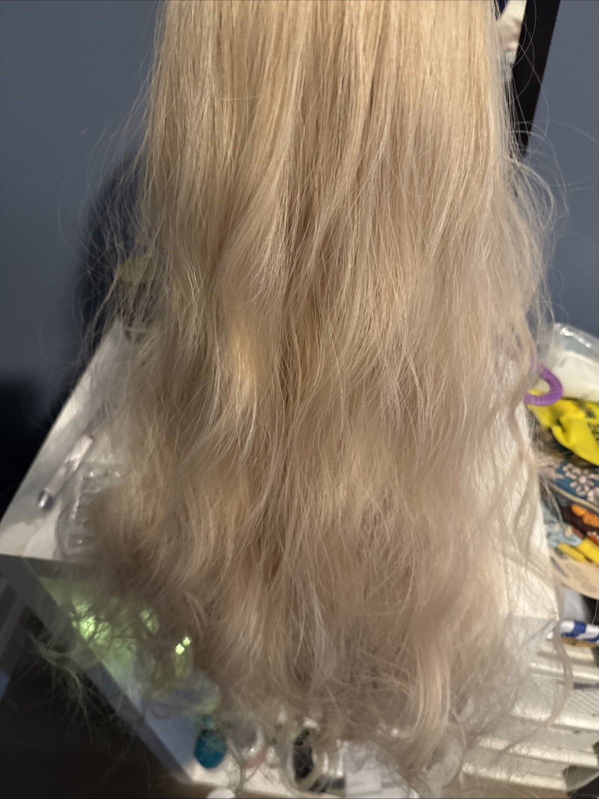 Wig Long Wavy Heat Resistant Synthetic Blonde Daily Wear –