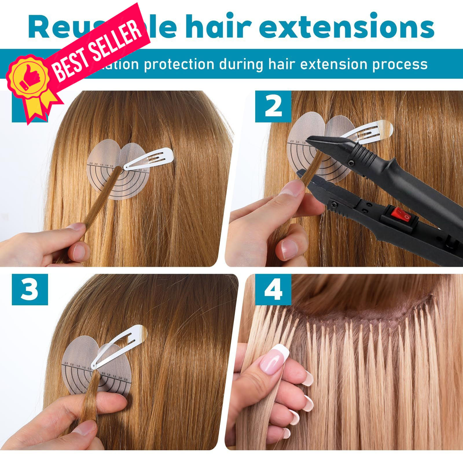 50 Pcs Heat Shield Guards for Hair 10 x 8 x 1.7 cm, With scale marks