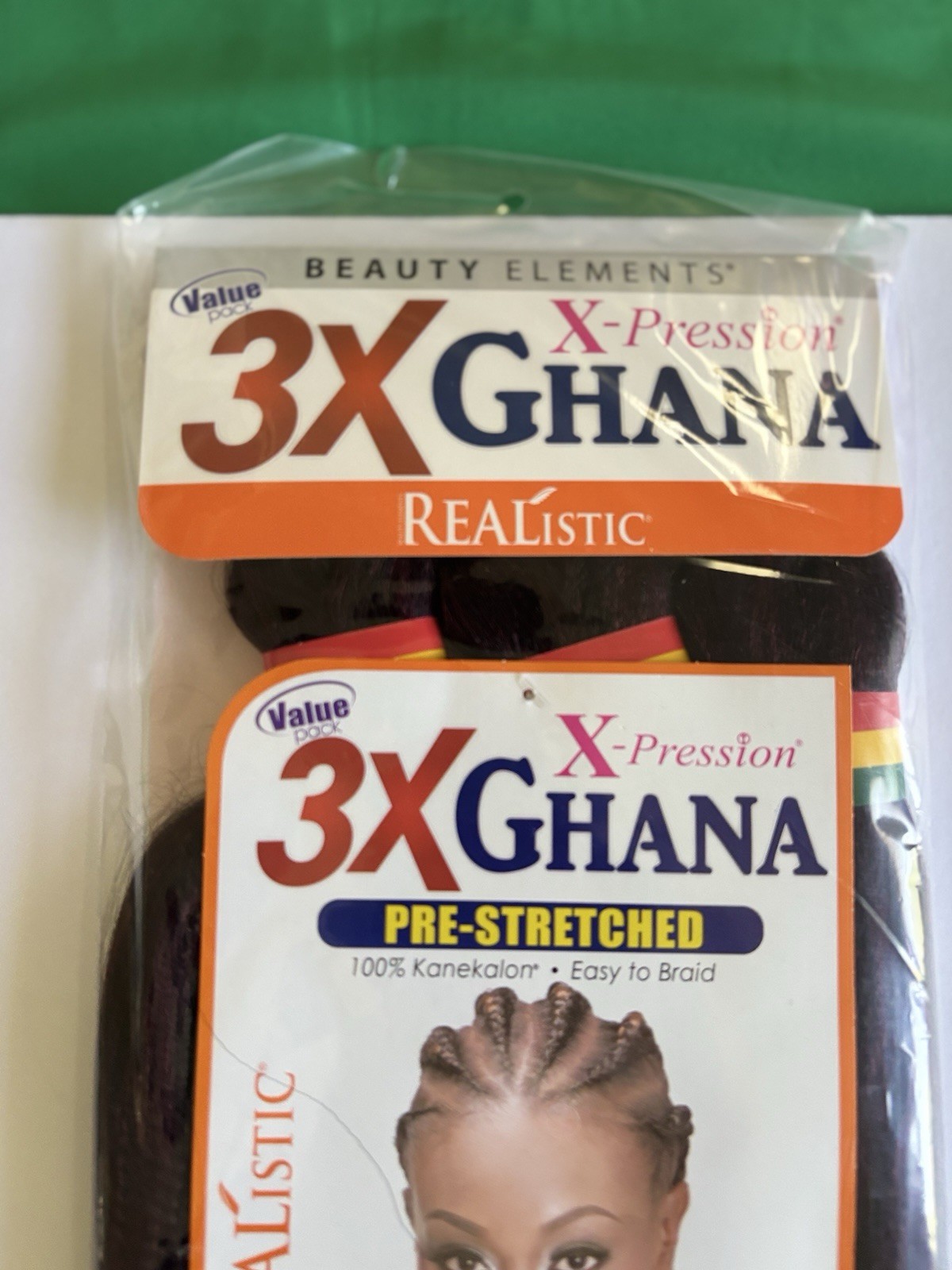Realistic 50” 3X GHANA PRE STRETCHED 100% Kanekalon – Color T1BBG Brand New