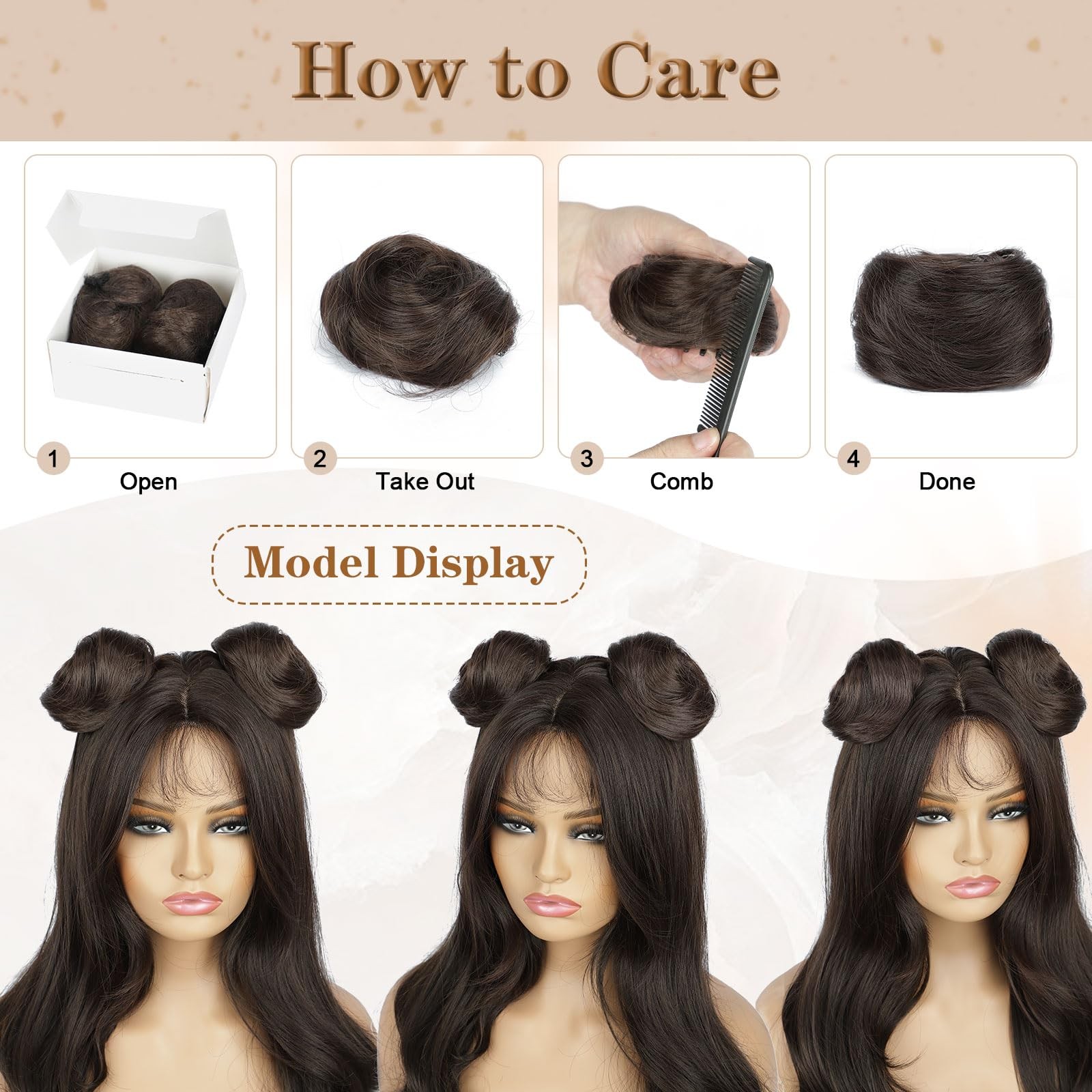 Space Buns Hair Pieces 2PCS Claw Clip in Hair Bun Mini Bun Hair Scrunchies Ex…