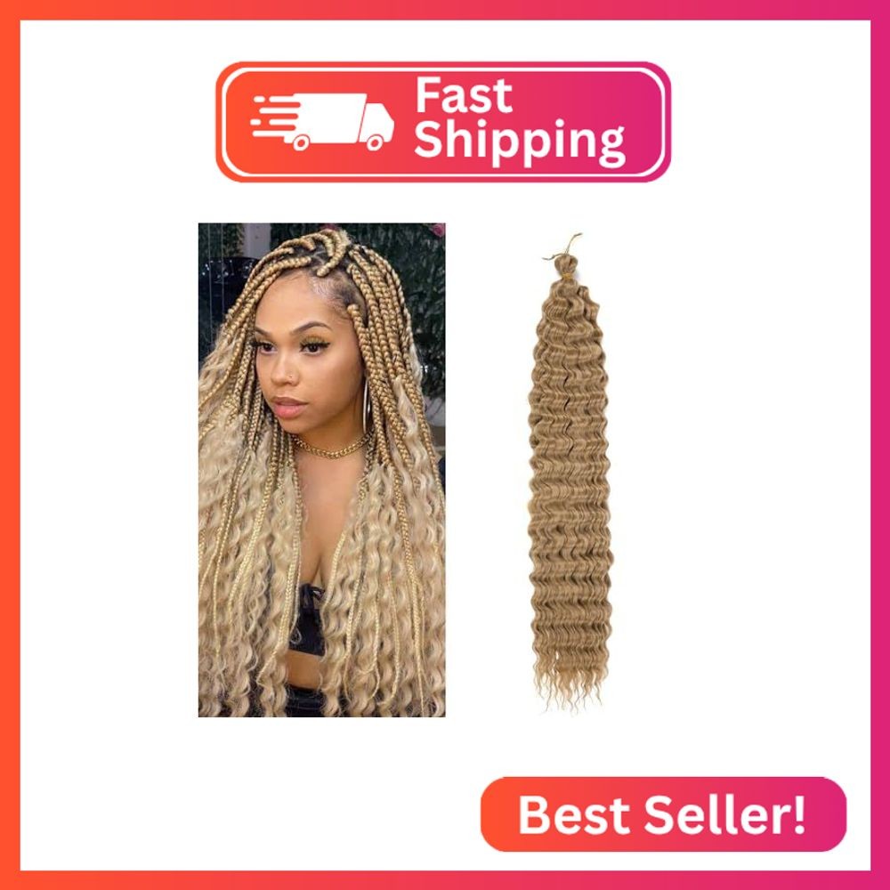 Ocean Wave Crochet Hair 30 inch 1 Pack Long Honey Blonde Deep Wave Curly Braidin