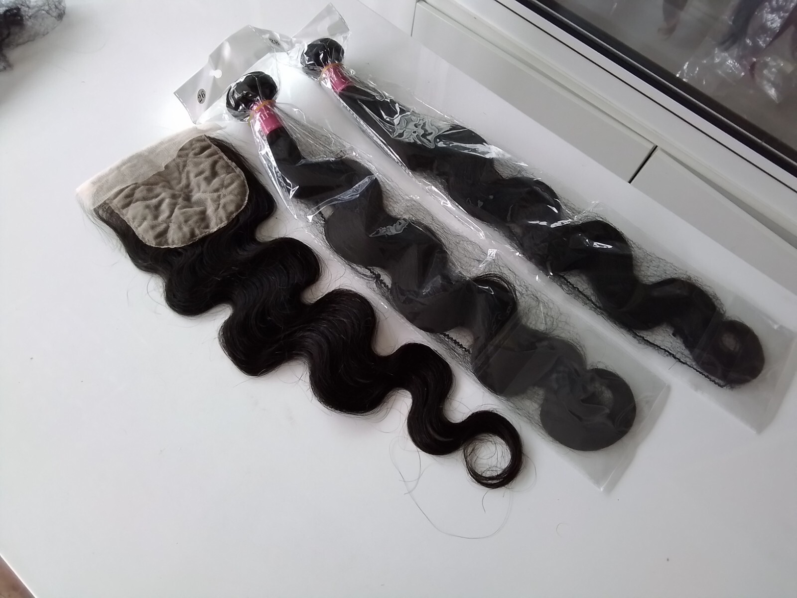 26+28 AND 24INCH 4X4 SILK BASE CLOSURE BRAZILIAN HUMAN HAIR 1b# BODY WAVES 250g