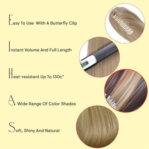 20″ Hairpiece Ponytail Clip On Extensions With blond mix #26T613A H151