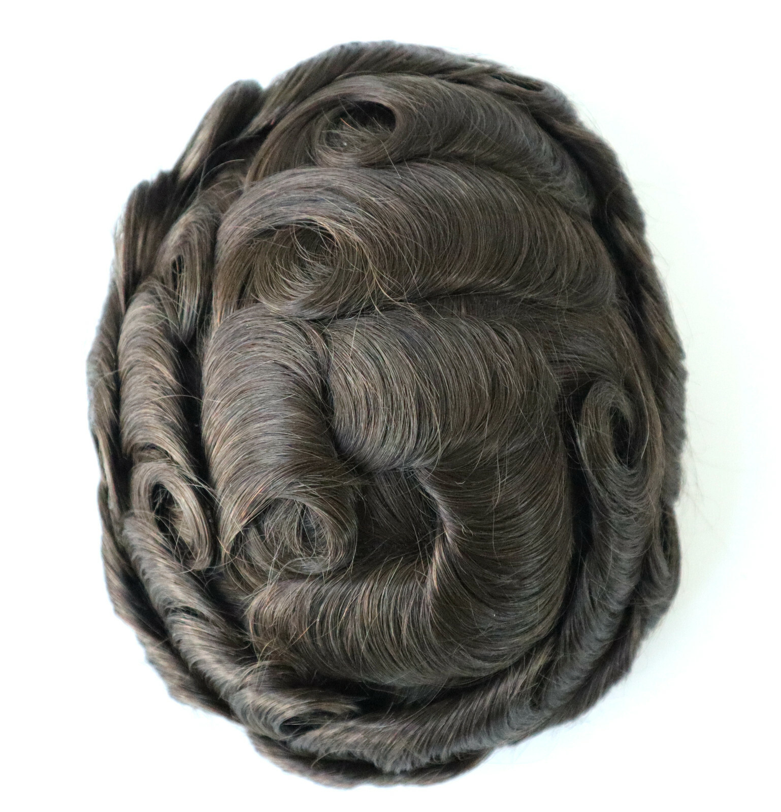 Mens Hair Replacement System V-loop Scalloped Front Toupee Human Hairpieces #4