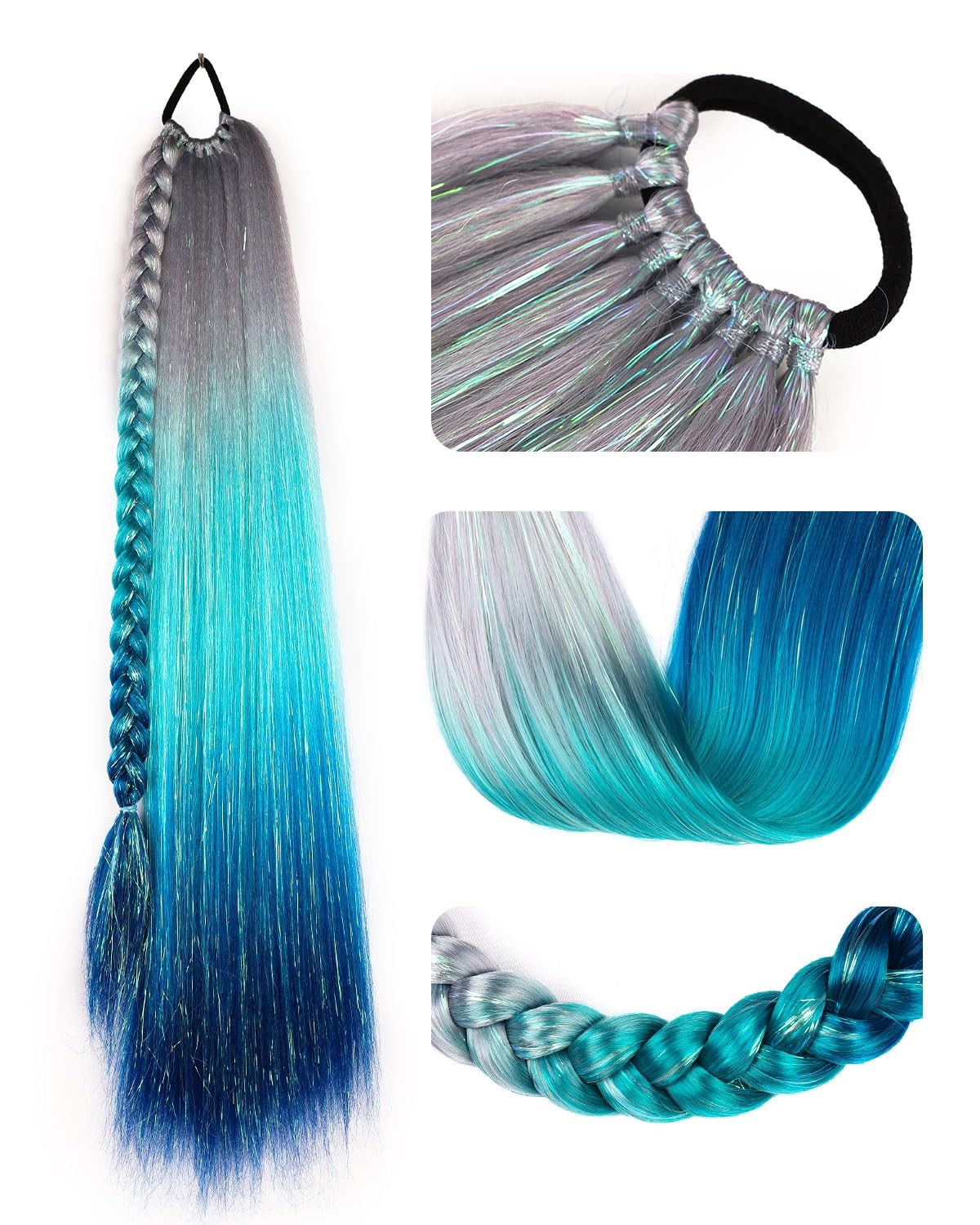 Ponytail Extension With Hair Tie 26 inch Colored Hair Extensions for Braiding…
