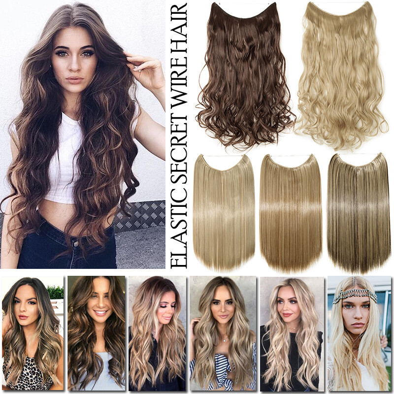 Real Secret Elastic No Clip in ONE PIECE FULL HEAD Wire Hair Extensions as Human