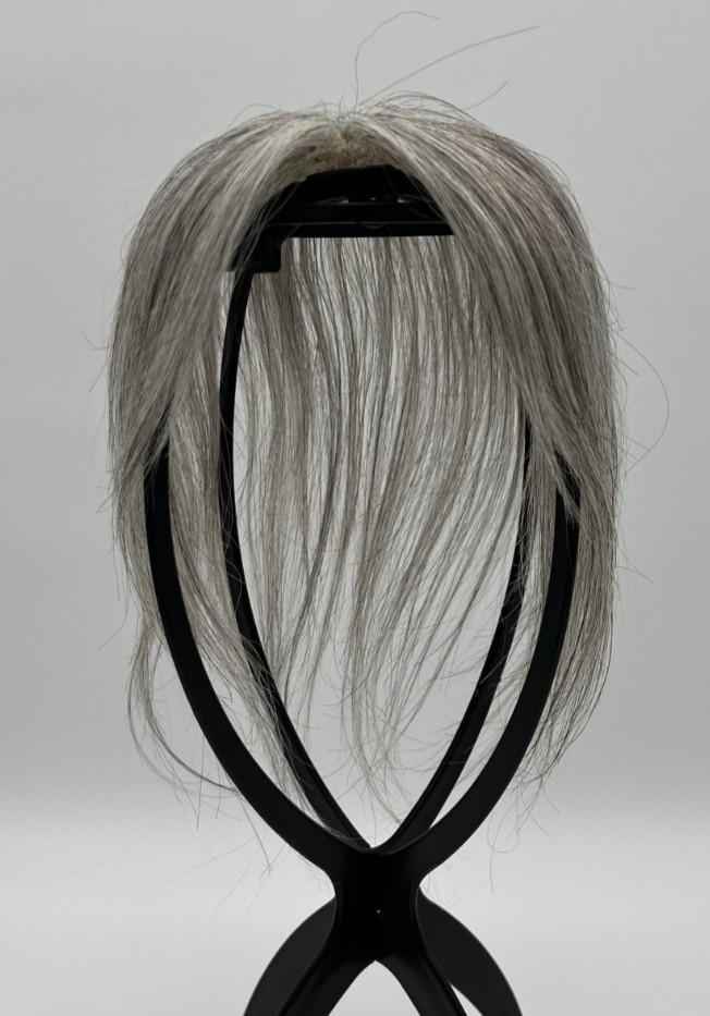Gray Mixed Black w/ Brown Tones 10in 100% Real Human Hair Topper
