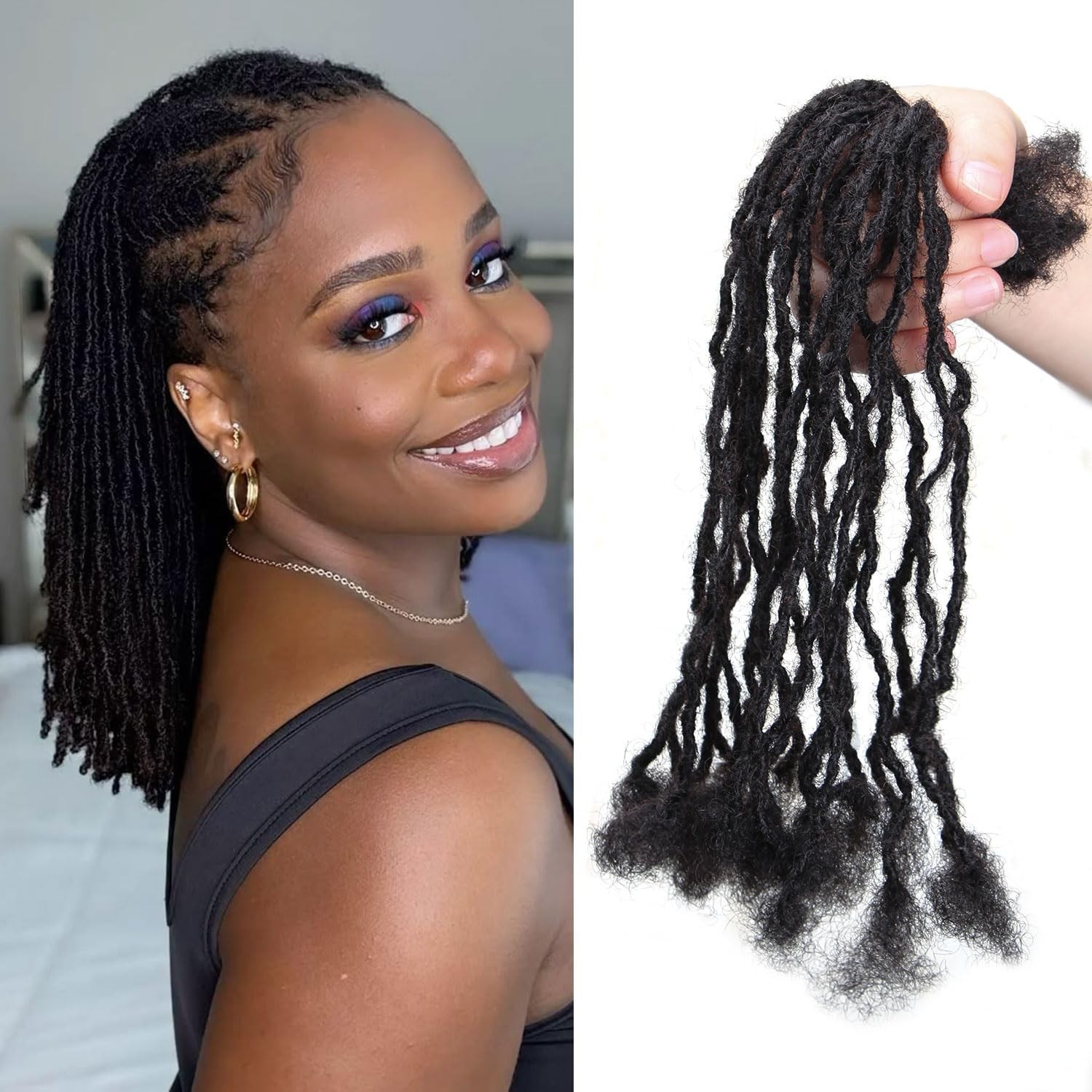 Beauday 10 Inch 40 Strands Sisterlocks Human Hair Micro Dreadlock Extensions #1B