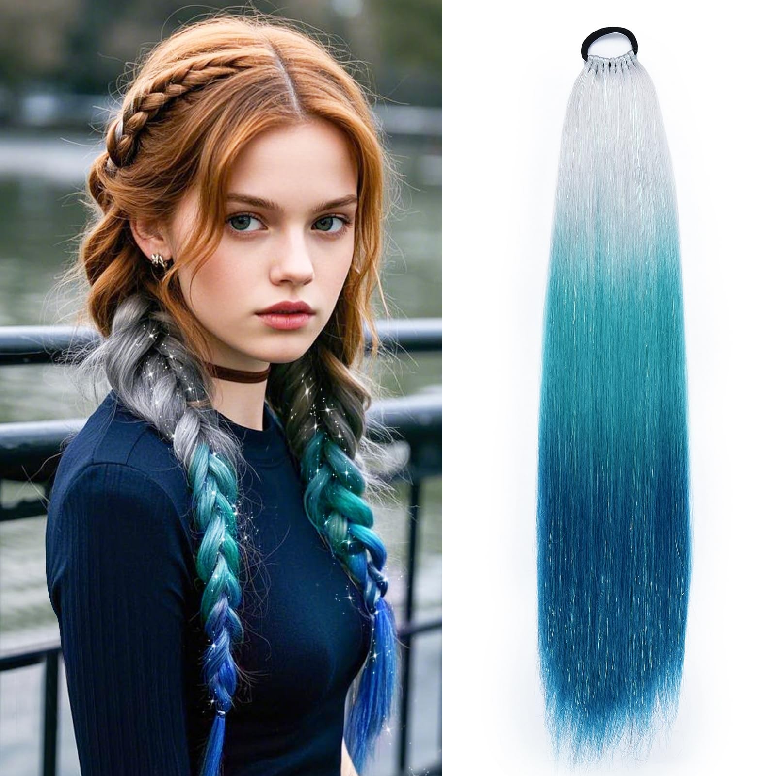 Ponytail Extension With Hair Tie 26 inch Colored Hair Extensions for Braiding…