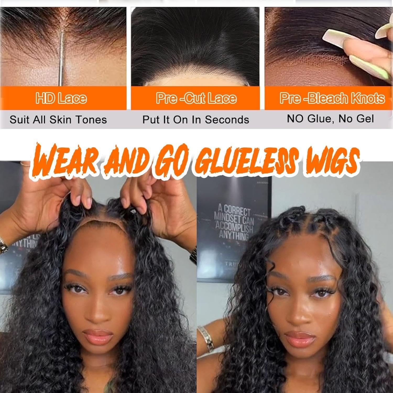 Glueless 5×5 HD Lace Closure Wig – Curly Deep Wave Human Hair for Black Women, 3
