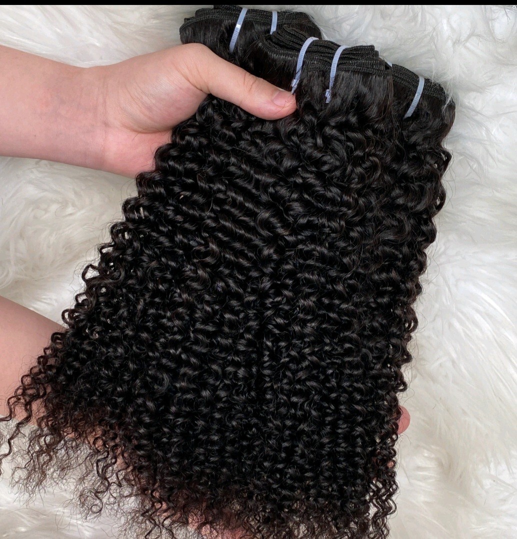 13A+ 3BUNDLE BURMESE RAW VIRGIN HUMAN HAIR KINKY CURL 18+18+18 DOUBLE DRAWN 300g