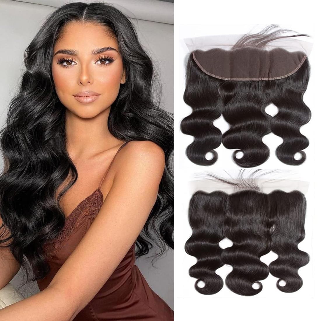 12” Body Wave Lace Frontal – Invisible, Breathable, Natural Black