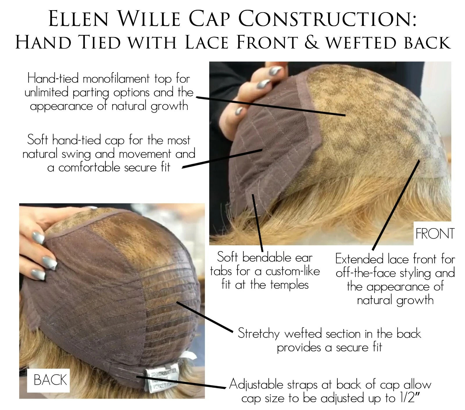CARA 100 DELUXE Wig by ELLEN WILLE, 60 White Mix CLEARANCE Mono Top + Lace Front