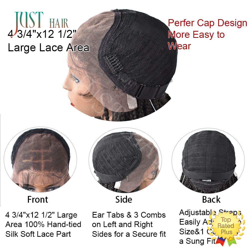 Curly Ends Box Braided Swiss Lace Front Wigs for Women with Baby Hair Synthetic