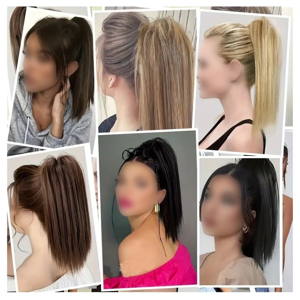 Synthetic Hair Ponytail Extensions Half Up Waterfall 35cm High Temperature Wire