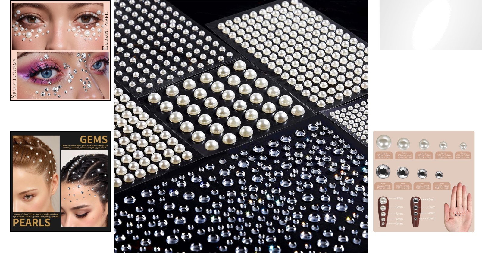 2662 Pcs Smooth Hair Pearls & Face Gems – Easy Application for Stunning Styles
