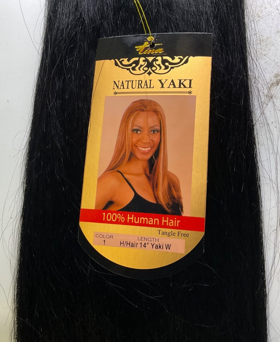 Tina Collection Natural Yaki 100% Human Hair Yaki 14″ Color: 1