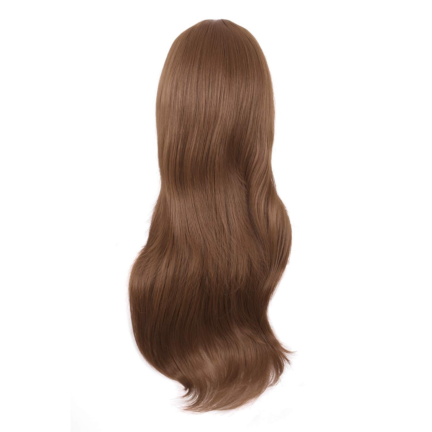 Light Brown 28″ 70cm Wig Side Bangs Long Curly Heat Resistant For Daily Party