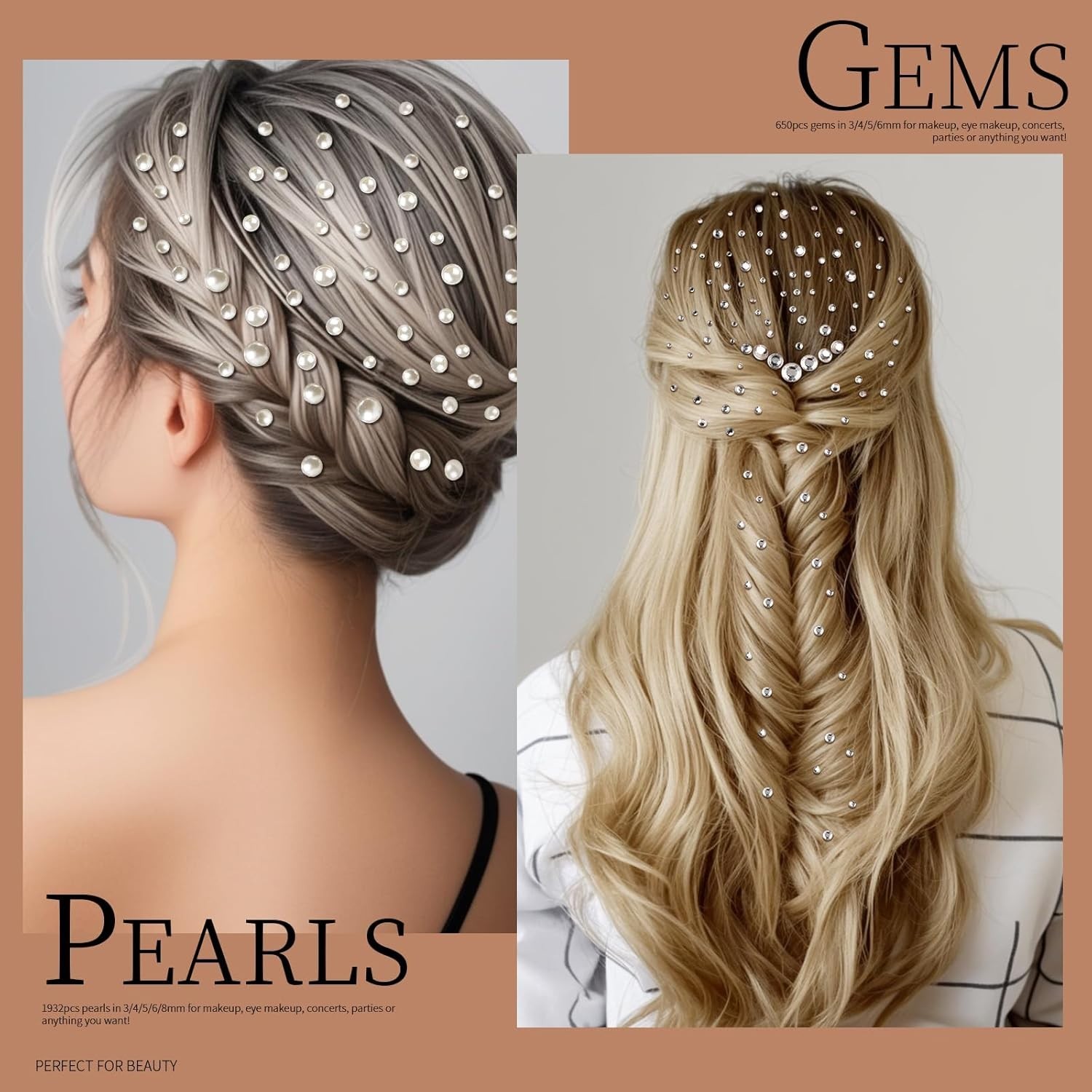 2662 Pcs Smooth Hair Pearls & Face Gems – Easy Application for Stunning Styles