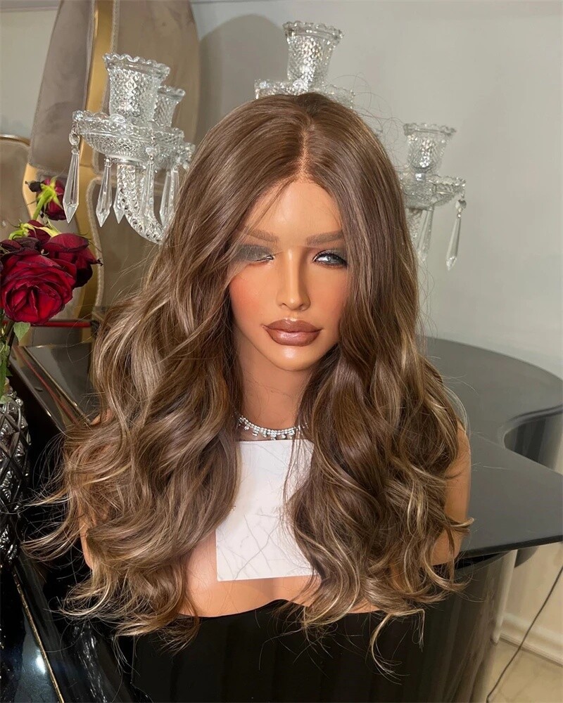 Woman Ombre Chocolate Brown Lace Front Human Hair Wig Preplucked