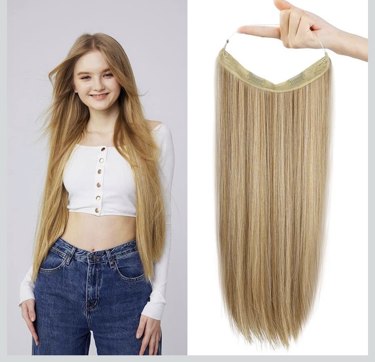 New 16 Inch Wire Hair Extensions Golden Blonde