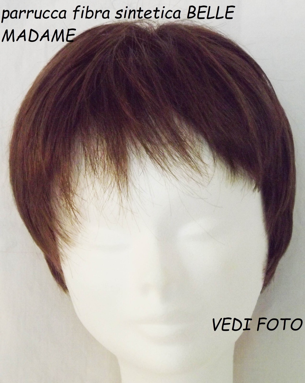 BEAUTIFUL MADAME Women’s Short Brown Hair Fake Head Wig @#