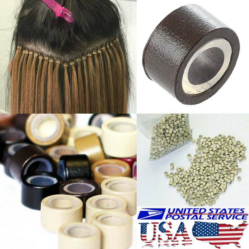 1000 Silicone Lined Micro Beads Rings Tube For Human Hair Extension US Tip 5-6mm