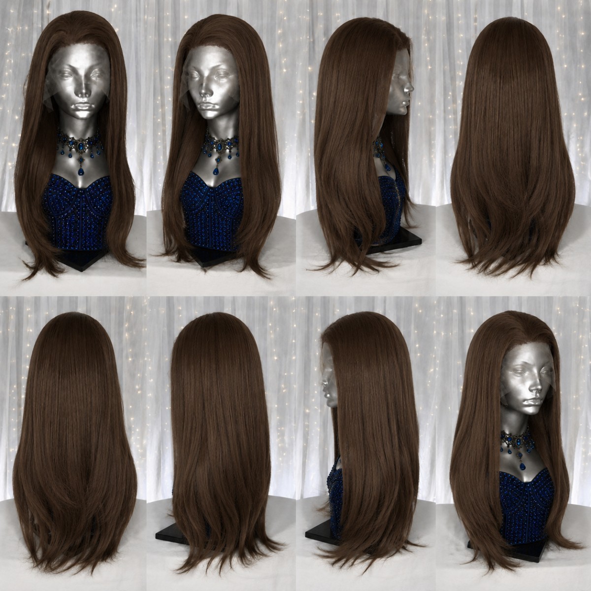 Brown Layered Soft Heat Resistant Synthetic Hair Long Straight Frontal Lace Wig
