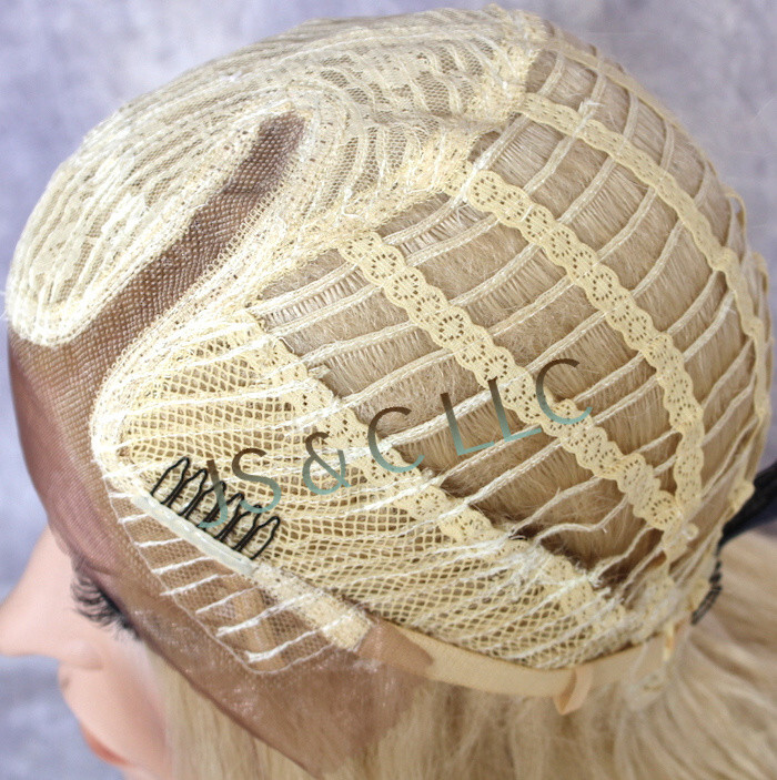 Extra Long Human Hair blend Heat OK Full Lace Front Wig Blonde mix WBPC 27/613