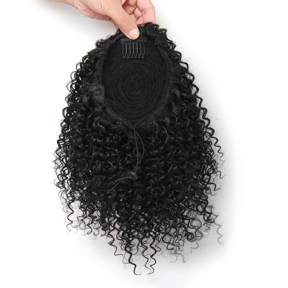 Short Afro Kinky Curly Ponytail Hair Piece for African American Ponytail Exte…