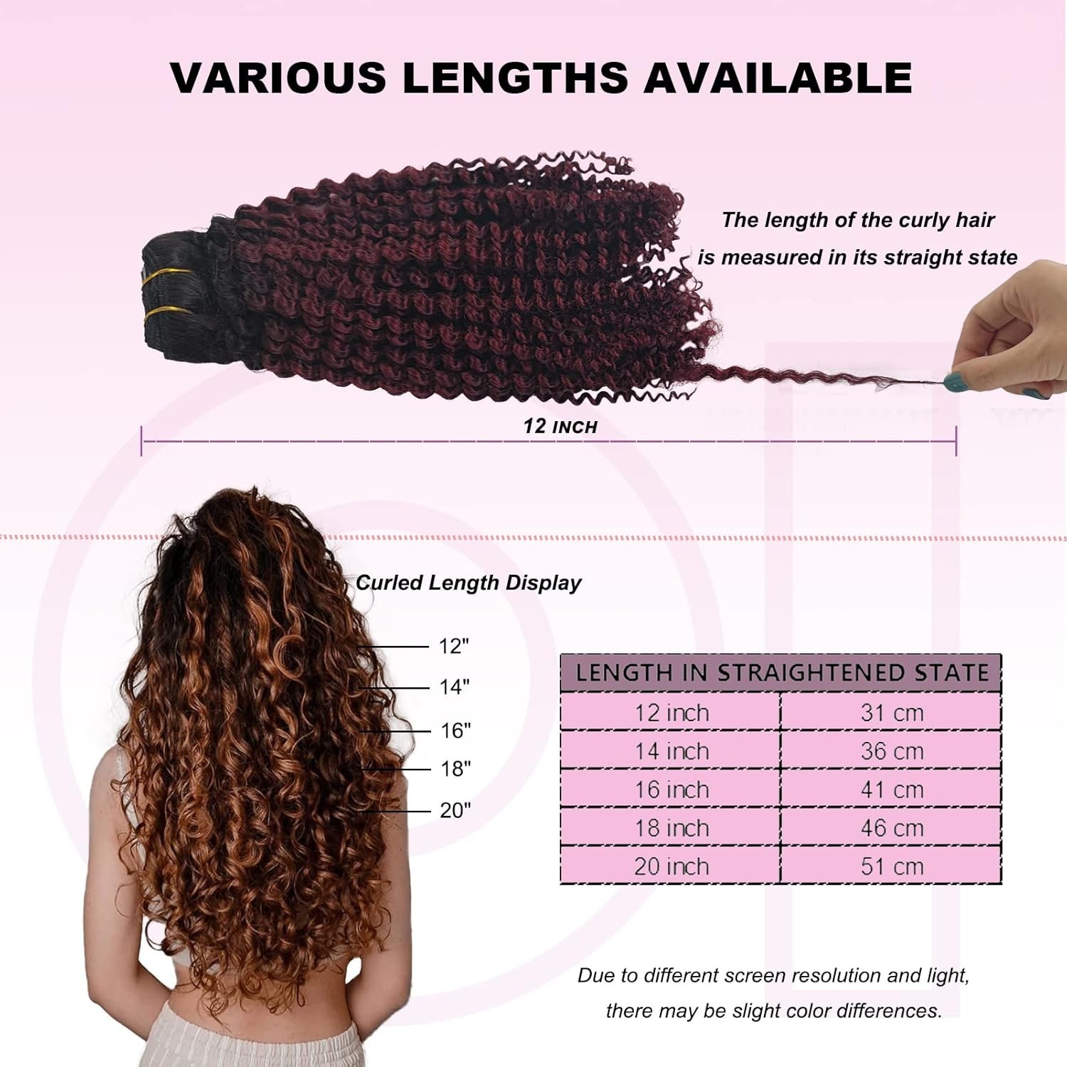NEW Herchuse Clip-In 12″ Afro Curly Hair 1BT99J w/ Lashes & Clips Free Ship