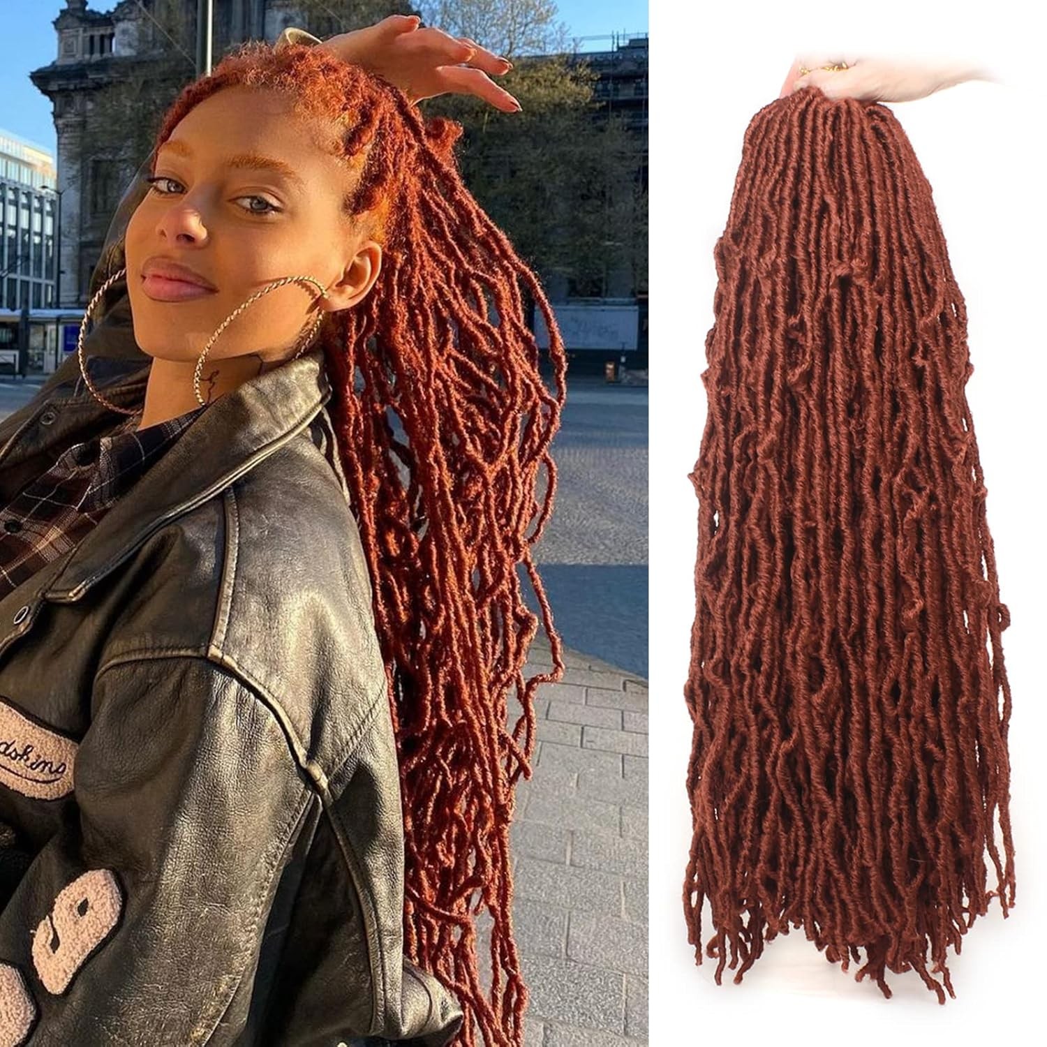 Leeven New Soft Locs 24 Inch Distressed Butterfly Faux Locs 6 Packs Copper Red B
