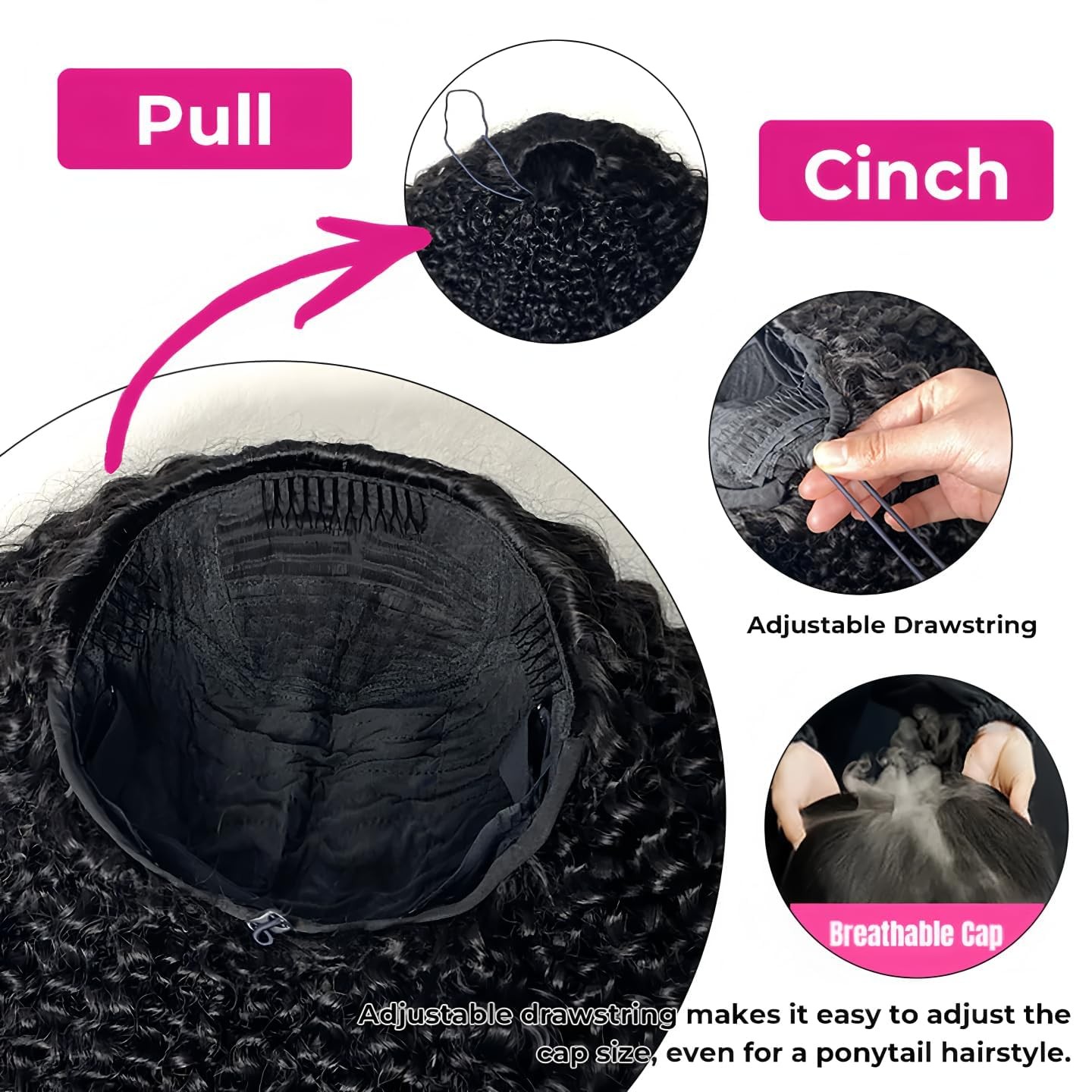Larhali Kinky Curly Half Wig Human Hair 180 Density Wear And Go Glueless Wigs