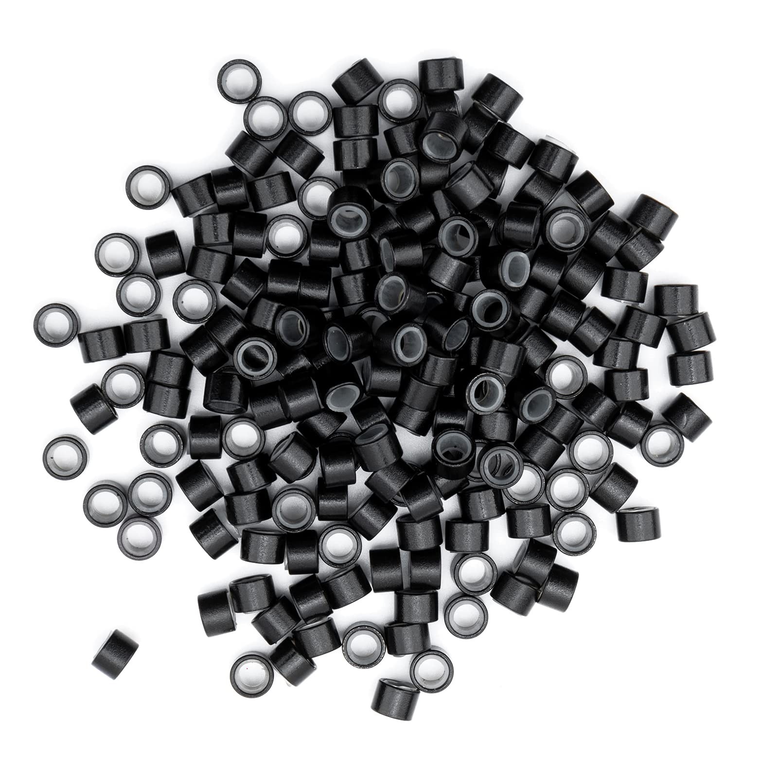 Hairro Micro Link Beads 200pcs 6mm Silicone Lined Rings 6*4*4, Black