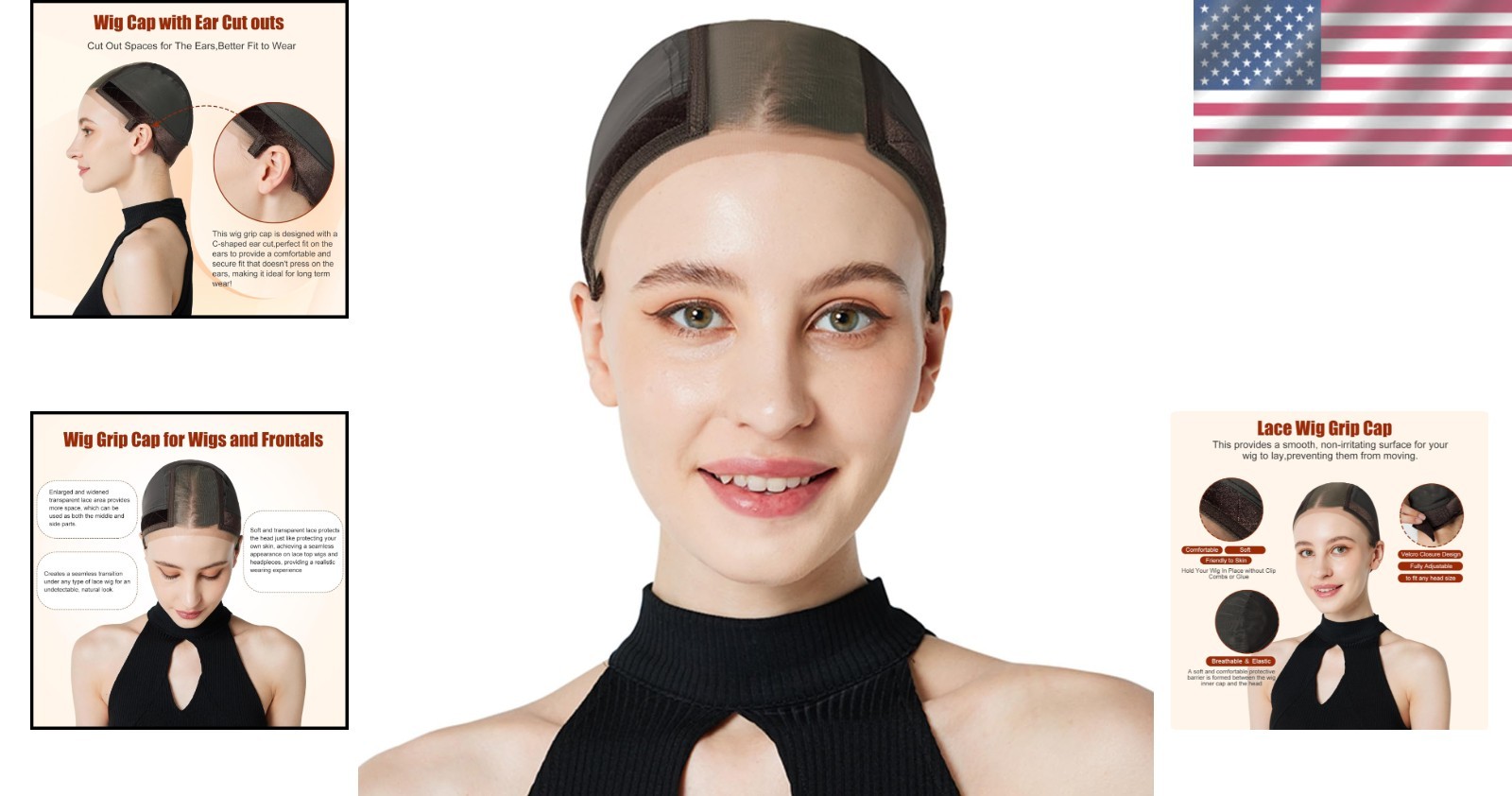 Lace Wig Cap for Women Adjustable Wig Grip Cap with Velvet Band for Keeping Wigs