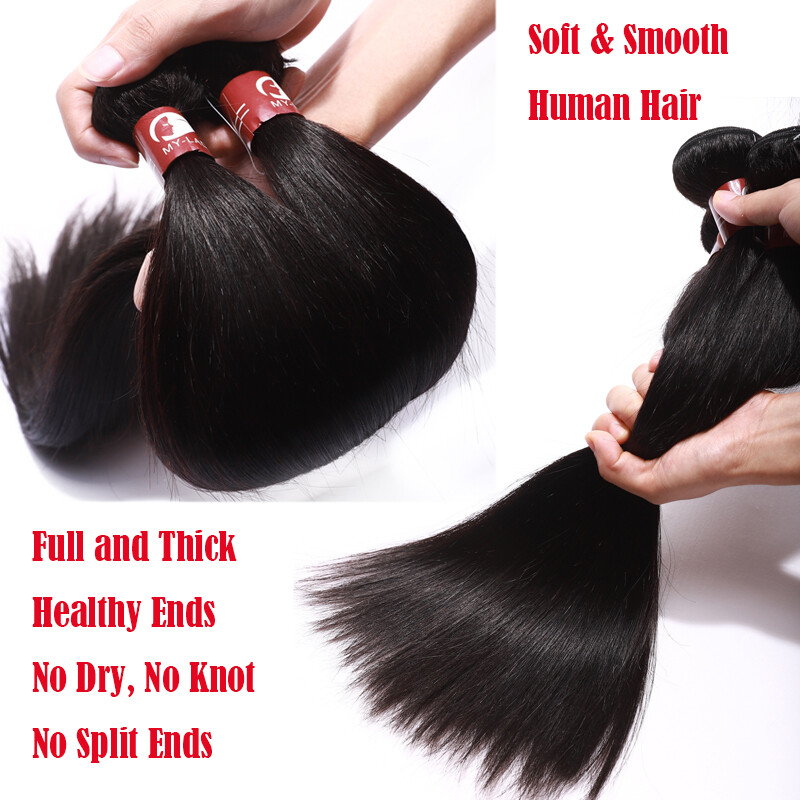 Thick 1-4 Bundles Peruvian Virgin Human Hair Extensions Weave Weft Long 28 30 US