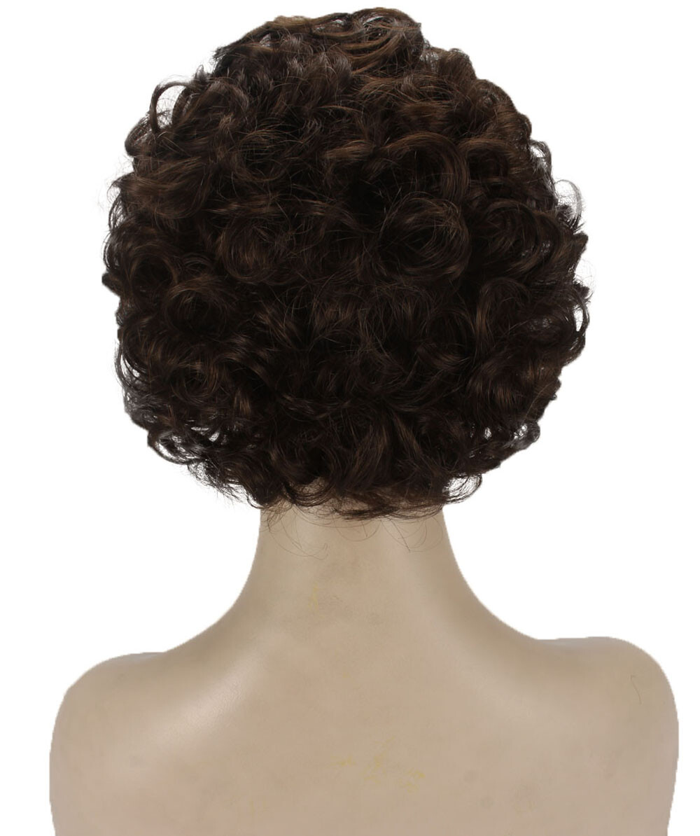Monroe – Curly Kanekalon Synthetic Fiber Full Wig, 4 – 4.5 in, Medium Brown