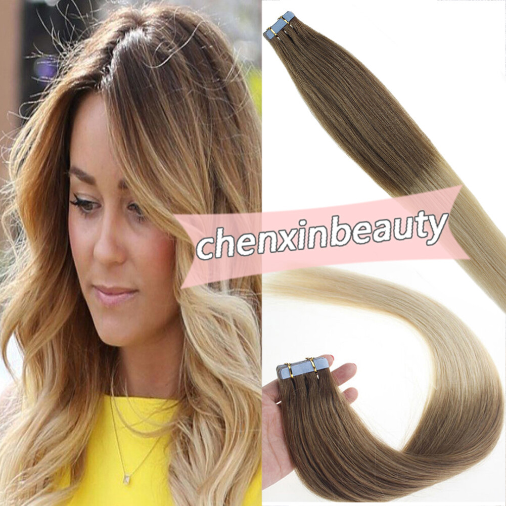 Invisible Adhesive Tape in Skin Weft Remy Brazilian Human Hair Extensions 20-40p