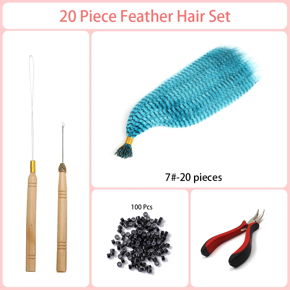 Heat Resistant Synthetic I-Tip Faux Feather Hair Extensions Pack For Women