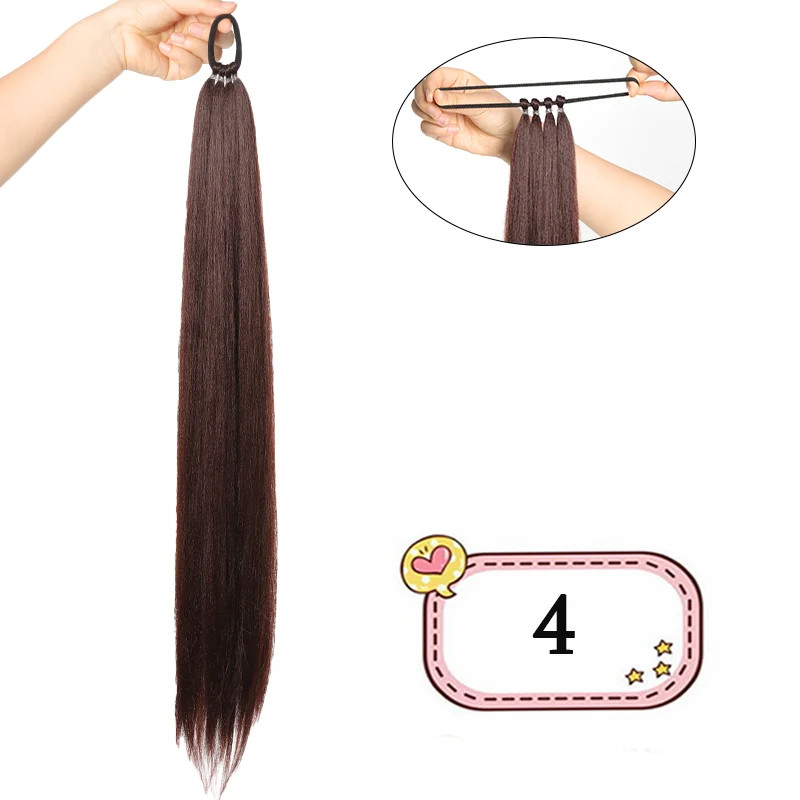 Versatile DIY Braided Ponytail Extensions Synthetic Fake Hair With Elastic Band