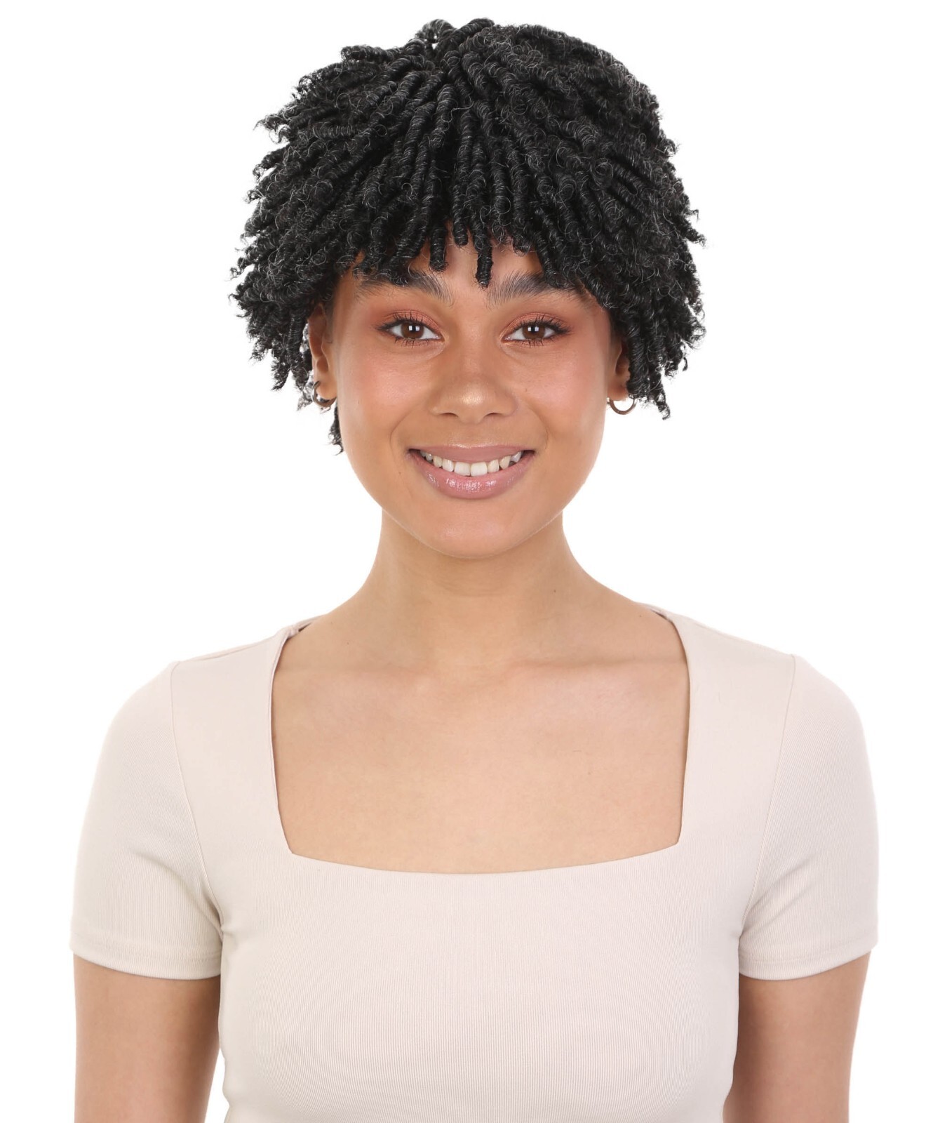 LUXLUXE Kayla Curly Locs 11″ Full Wig Full Cap Wig, Heat Resistant Fiber BF-0001