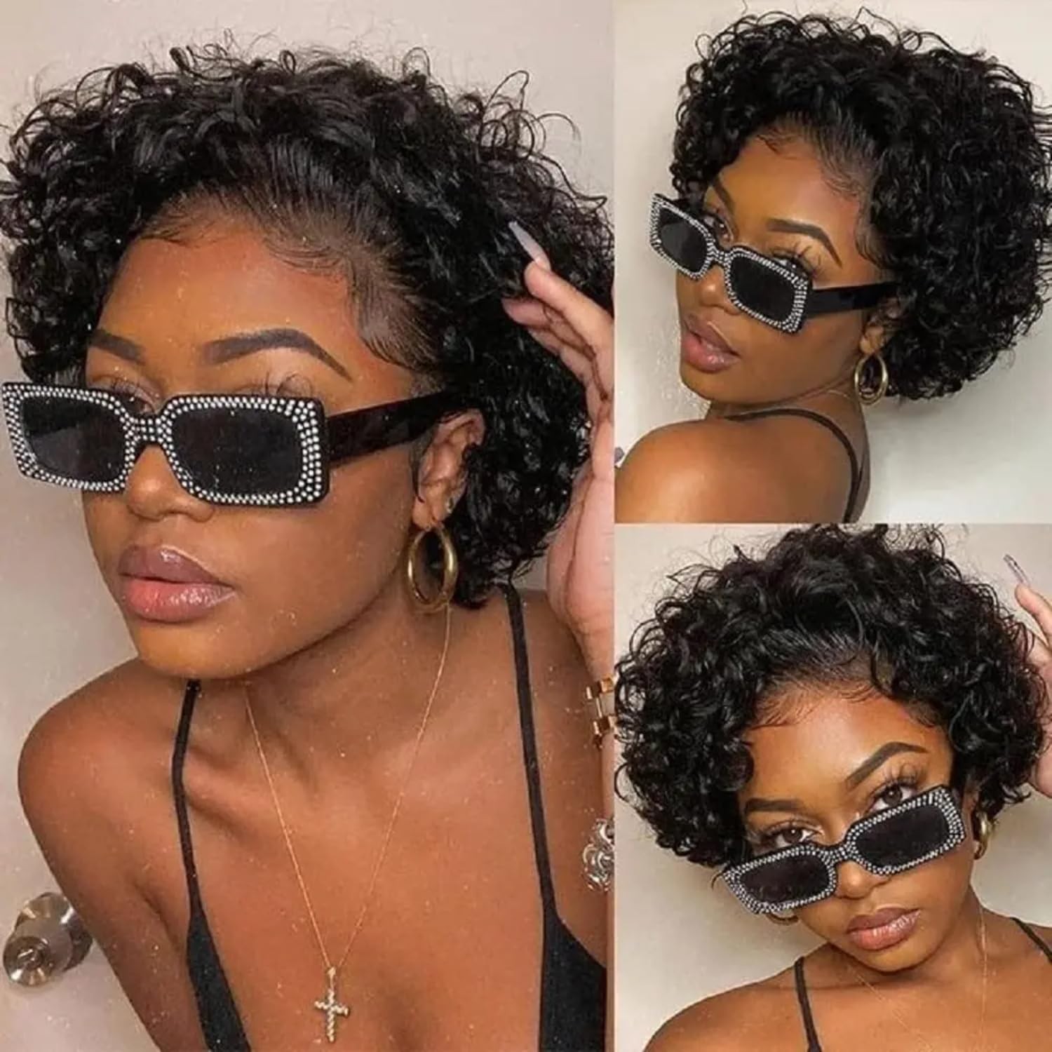 Yiifiulyn 6 Pixie Cut Wig Human Hair, Short Curly 13×1 Lace Front Human Hair …