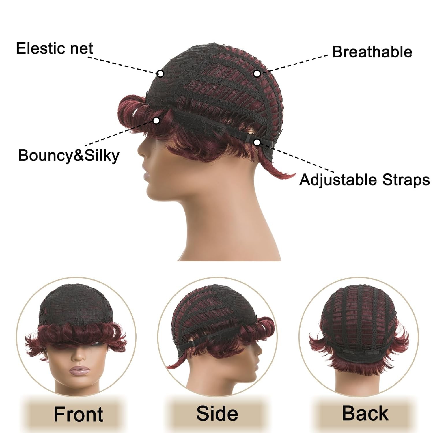 Natural Black Pixie Cut Wig for Black Women – Short Hair Wig with Bangs