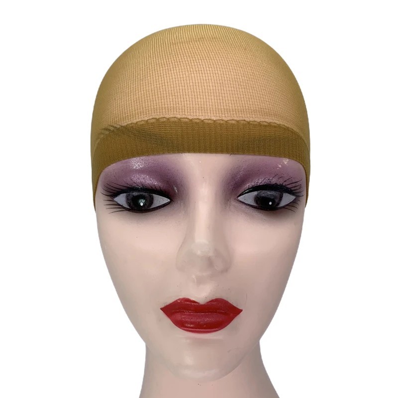 2pcs Wig Cap Mesh Dome Hair Net Stretch Invisible Stocking Cap Black Brown Beige